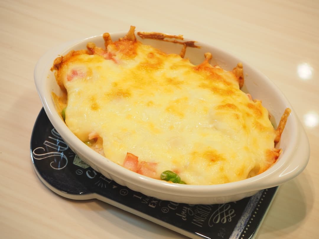 えだ豆とハムポテトのグラタンの完成写真