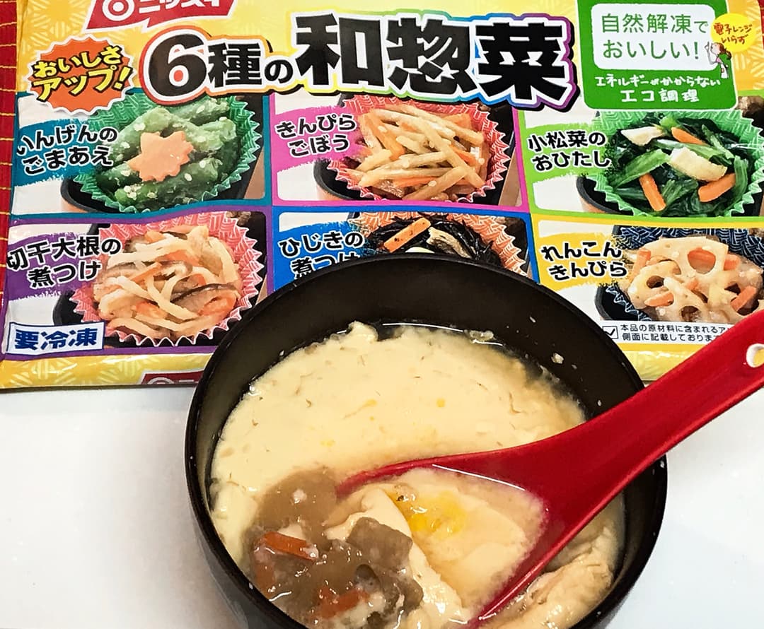 6種の和惣菜 れんこんのレンジ茶碗蒸しの完成写真