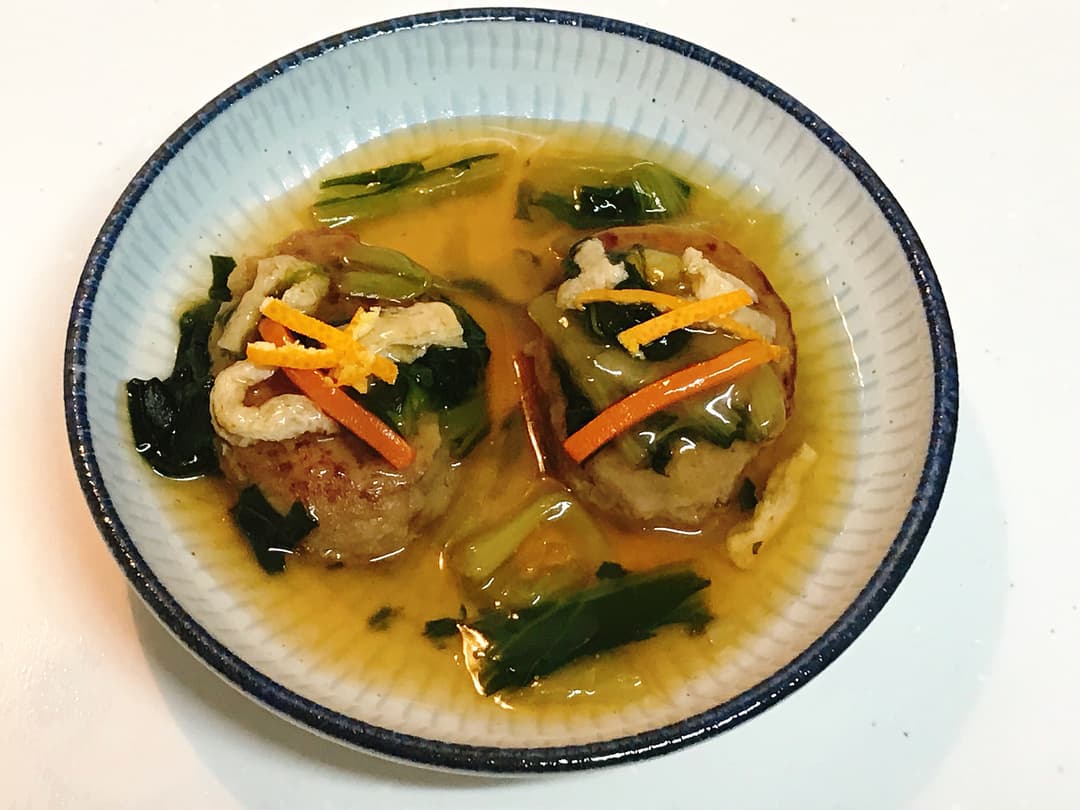 6種の和惣菜 ミニハンバーグの小松菜あんかけの完成写真