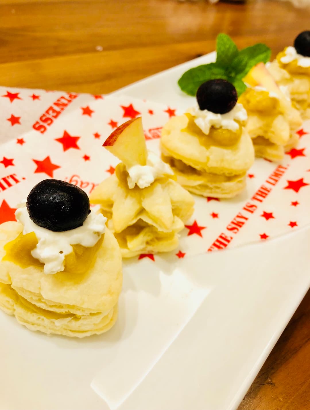 ブルーベリーと♡焼き芋クリームパイの完成写真