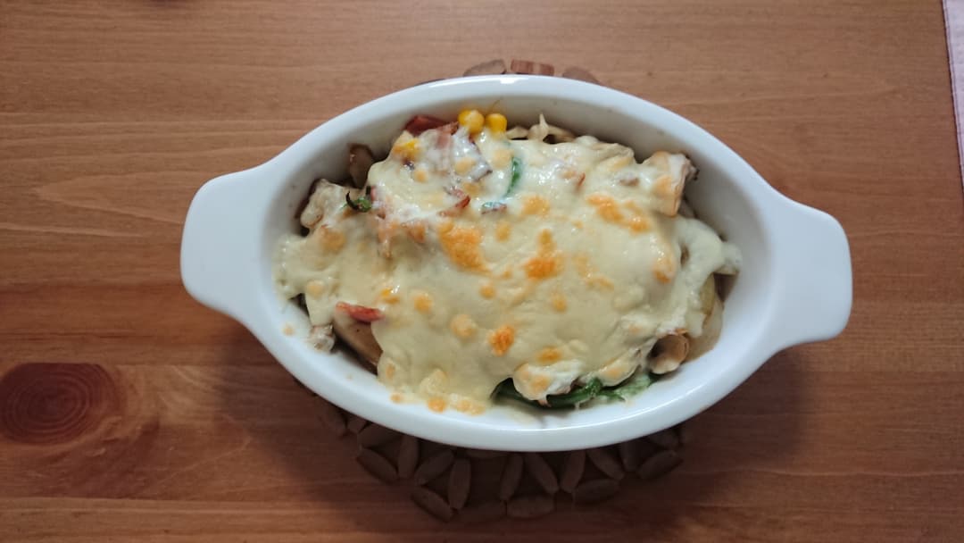 まいたけとチーズのオーブン焼きの完成写真