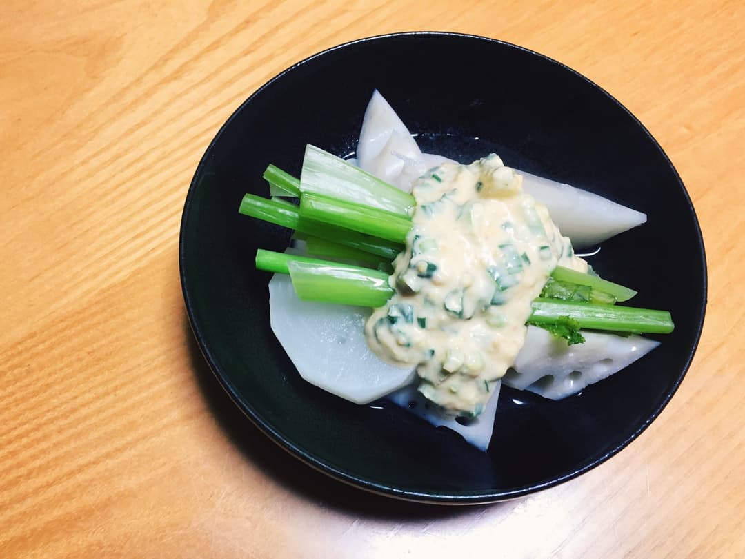 温野菜ねぎ味噌マヨの完成写真