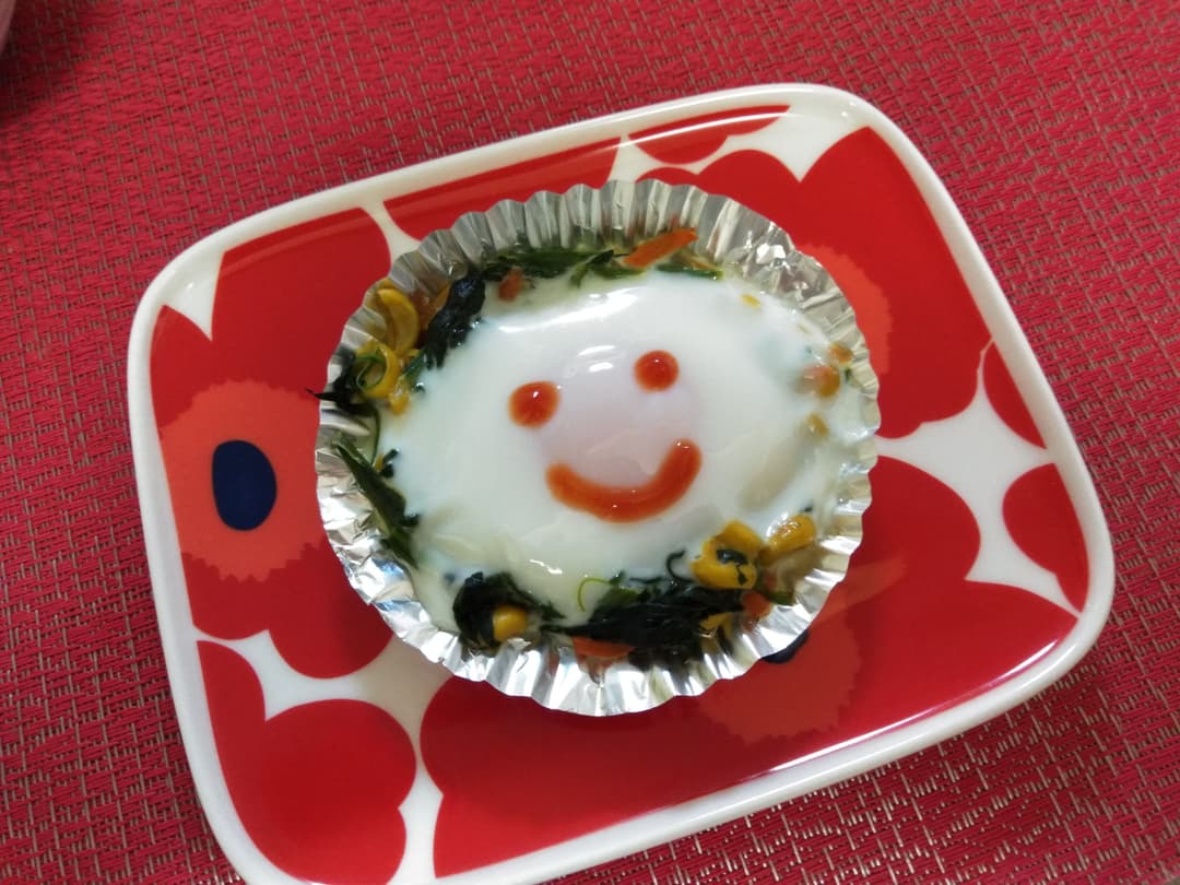 貧血予防にほうれん草の簡単ココットの完成写真