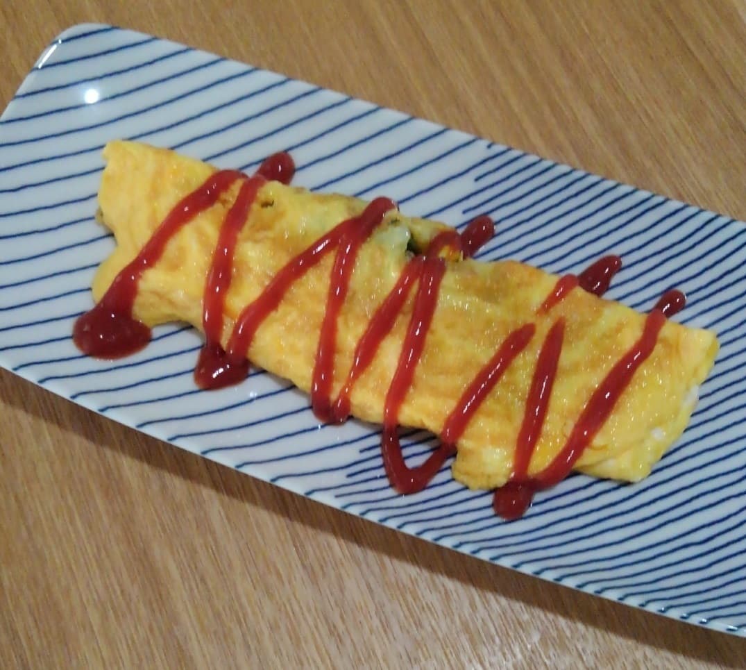 バター炒めほうれん草オムレツの完成写真