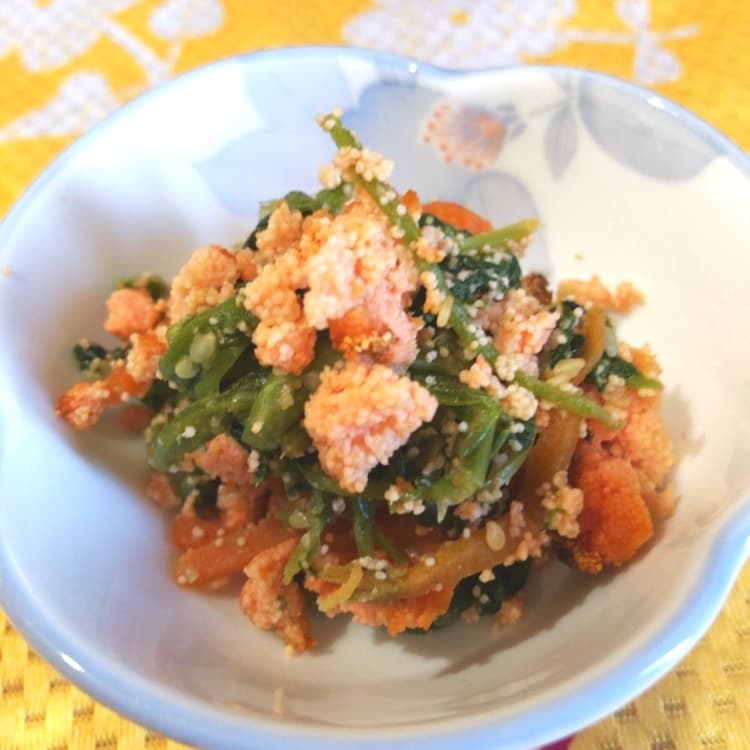 ほうれん草の焼き明太子和えの完成写真