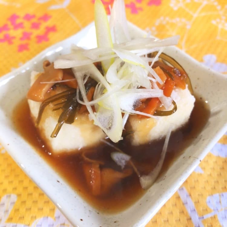 揚げ出し豆腐 さつま揚げと昆布うま煮餡の完成写真