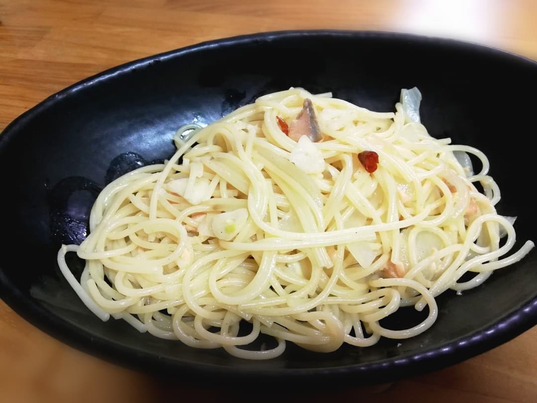 鮭のガーリックパスタの完成写真