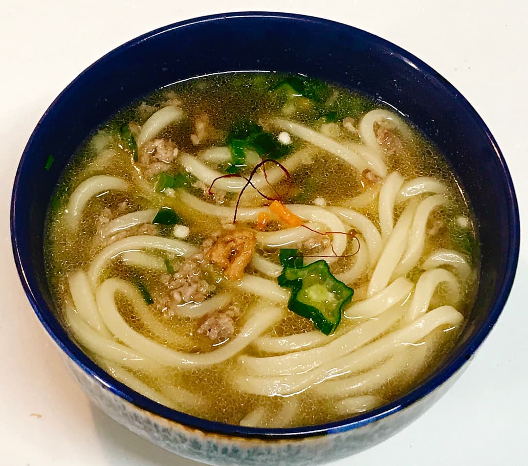 6種の和惣菜 切干大根肉うどんの完成写真