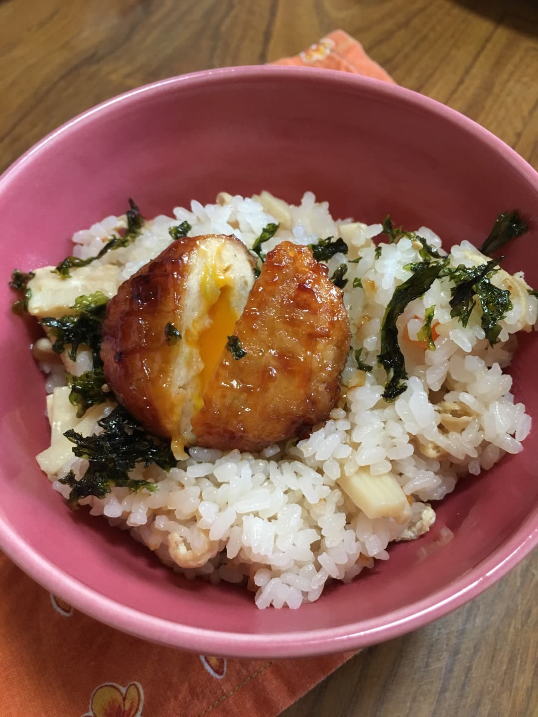 鶏つくねランチ炊込み丼!の完成写真