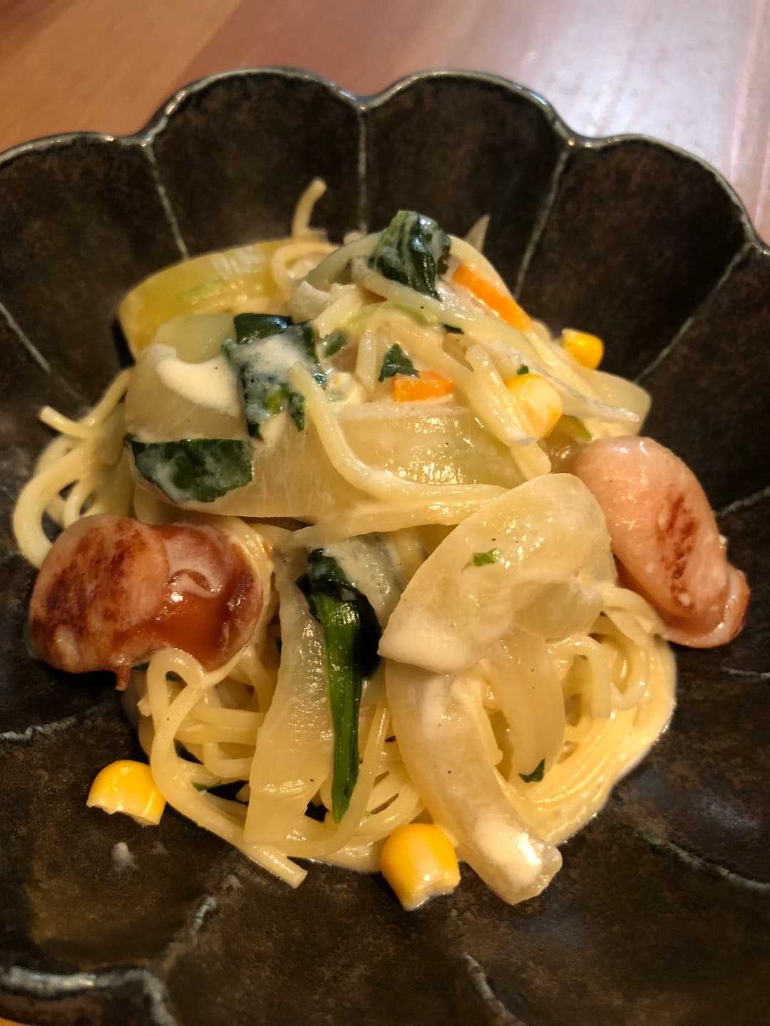 クリームパスタの完成写真