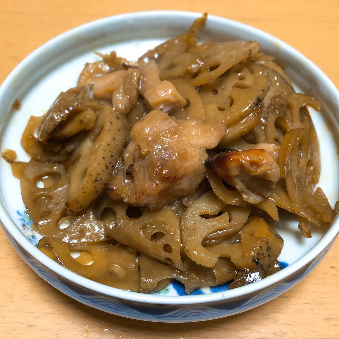 やきとり串でレンコンのきんぴらの完成写真