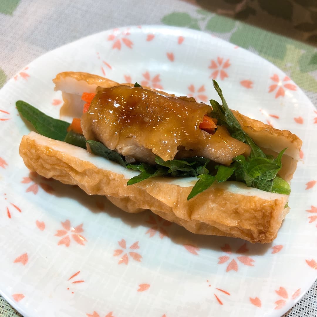 ちくわで鶏肉野菜巻の完成写真