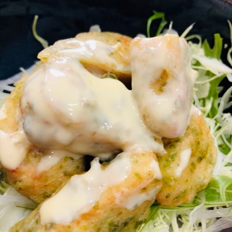 エビマヨならぬ ささみ磯辺揚げ マヨネーズソースの完成写真