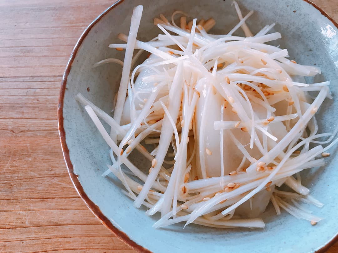 水餃子のネギまみれの完成写真