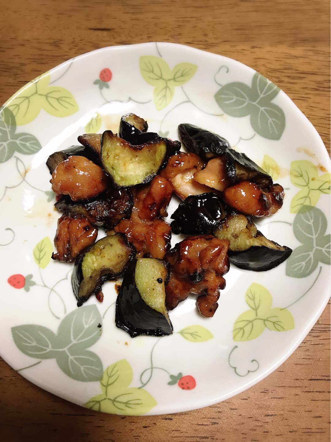 鶏肉とナスの甘酢炒めの完成写真