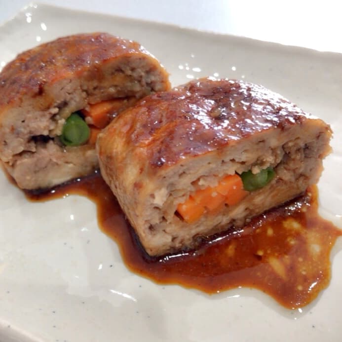 鶏肉野菜巻の 照り焼きミートローフ♬︎の完成写真