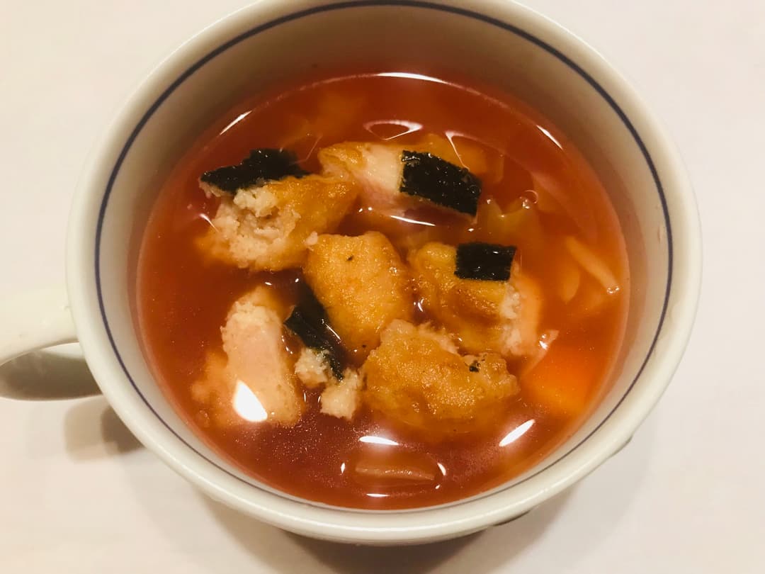 のりっこチキン入りトマトスープの完成写真
