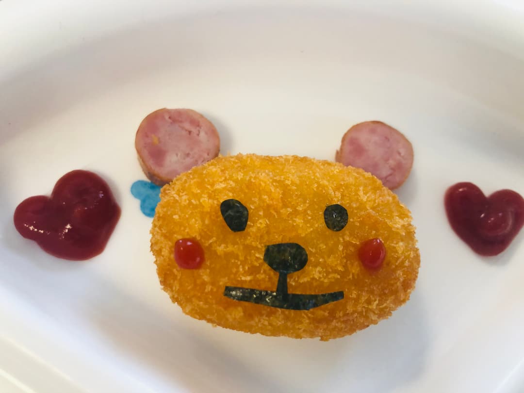 かにクリームコロッケでクマの完成写真