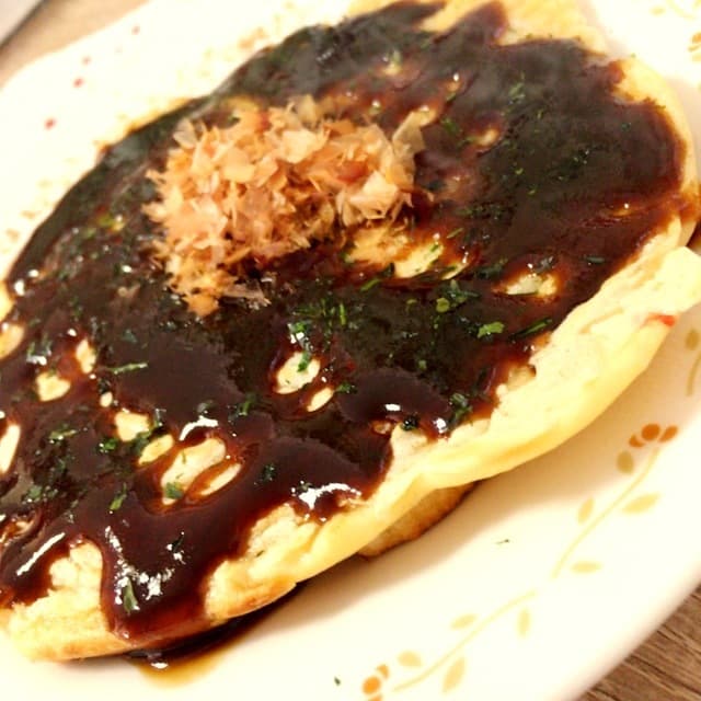 ホイコーローでミニお好み焼きの完成写真