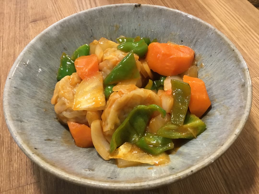 焼売の甘酢餡かけの完成写真