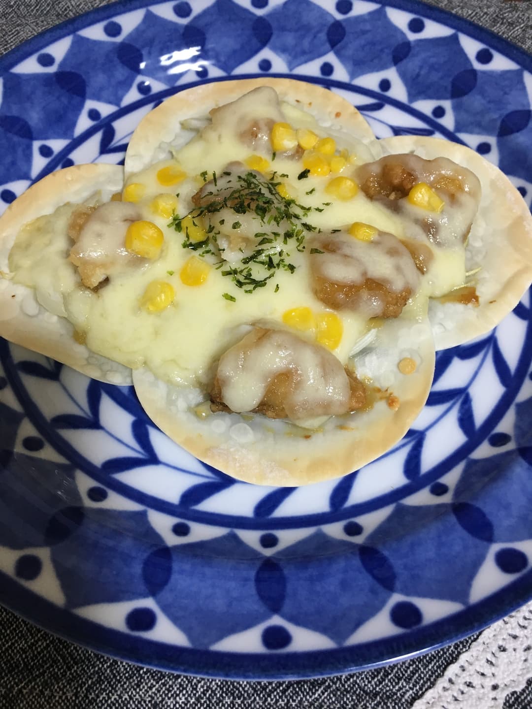 あじの和風ピザ☆お花バージョンの完成写真