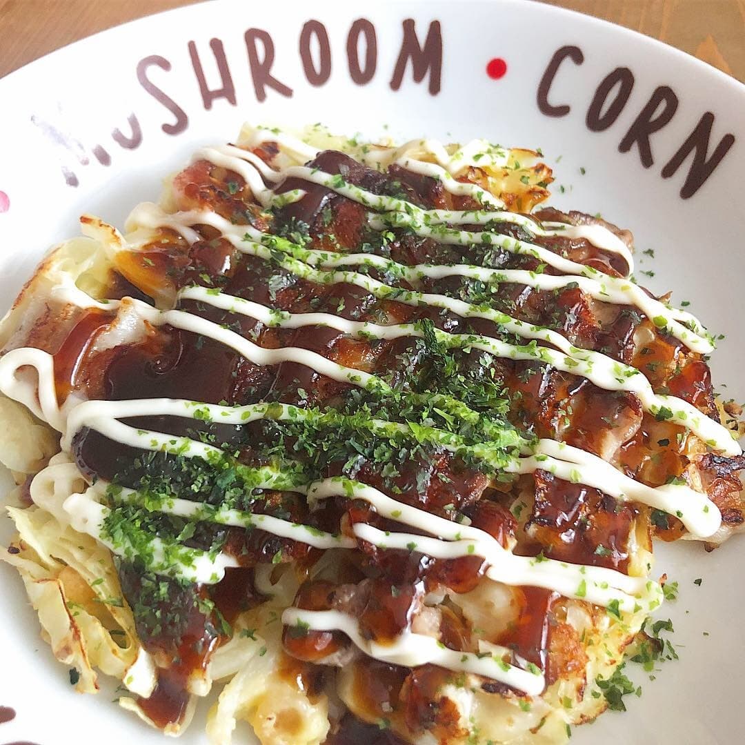 しゅうまい入りお好み焼きの完成写真