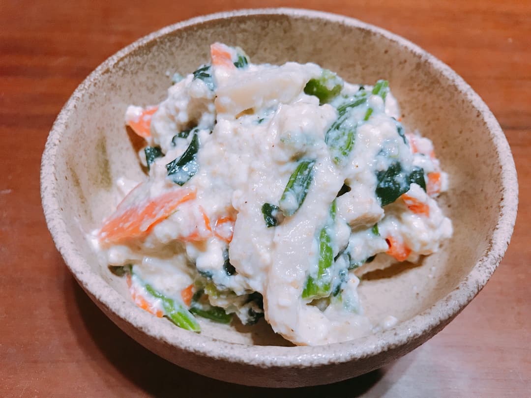 鶏とほうれん草の白和えの完成写真