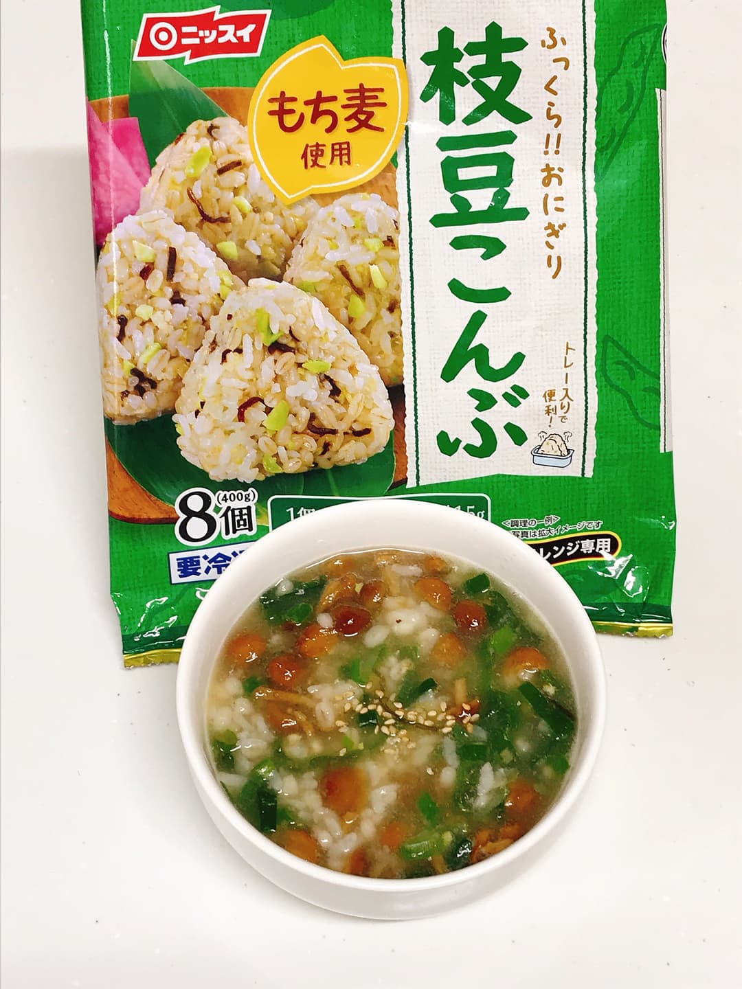 枝豆こんぶのなめこ雑炊の完成写真