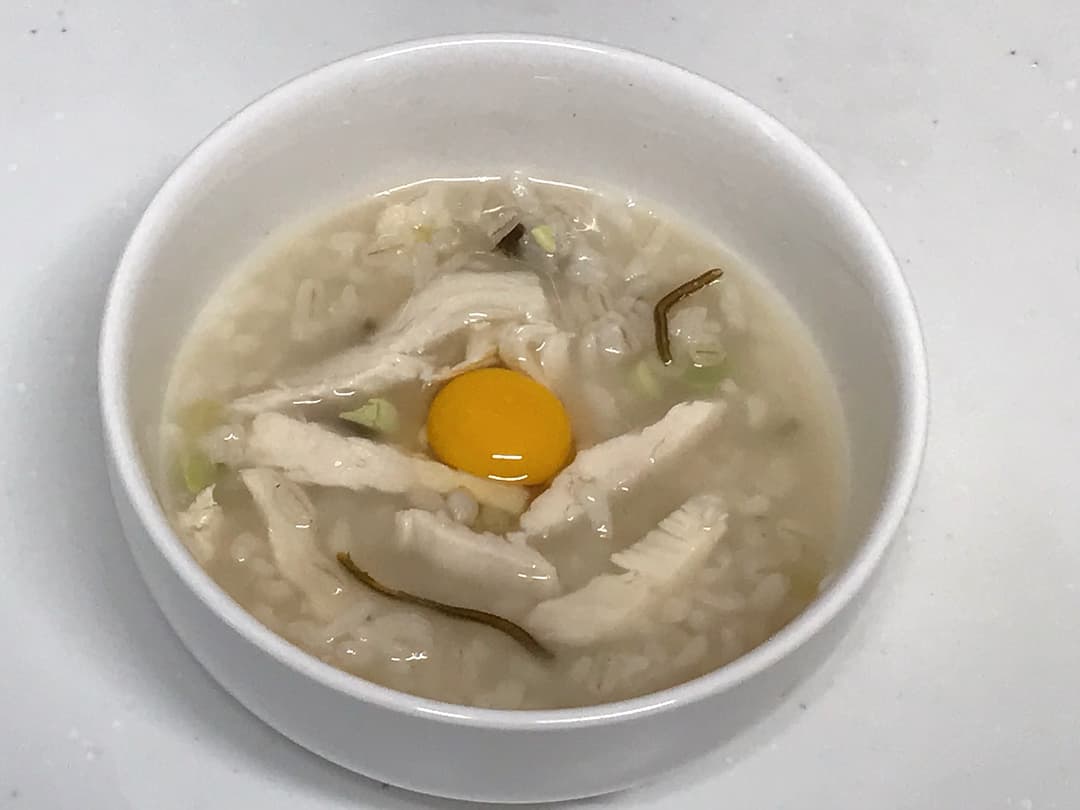 鶏と枝豆こんぶのお粥の完成写真