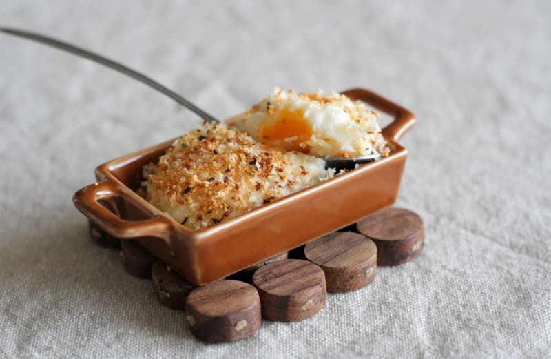 ハムエッグのパン粉焼きの完成写真