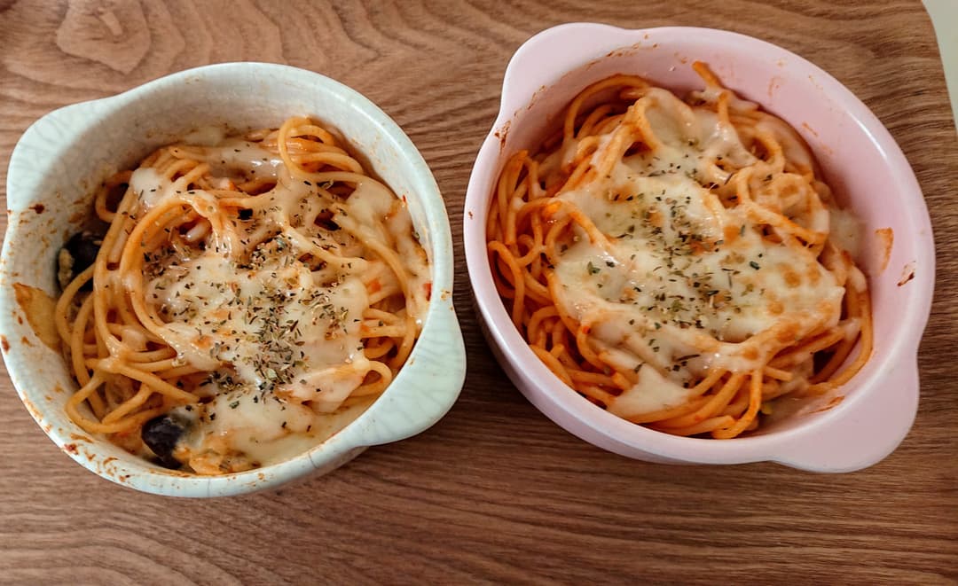 かにトマトクリームパスタグラタンの完成写真