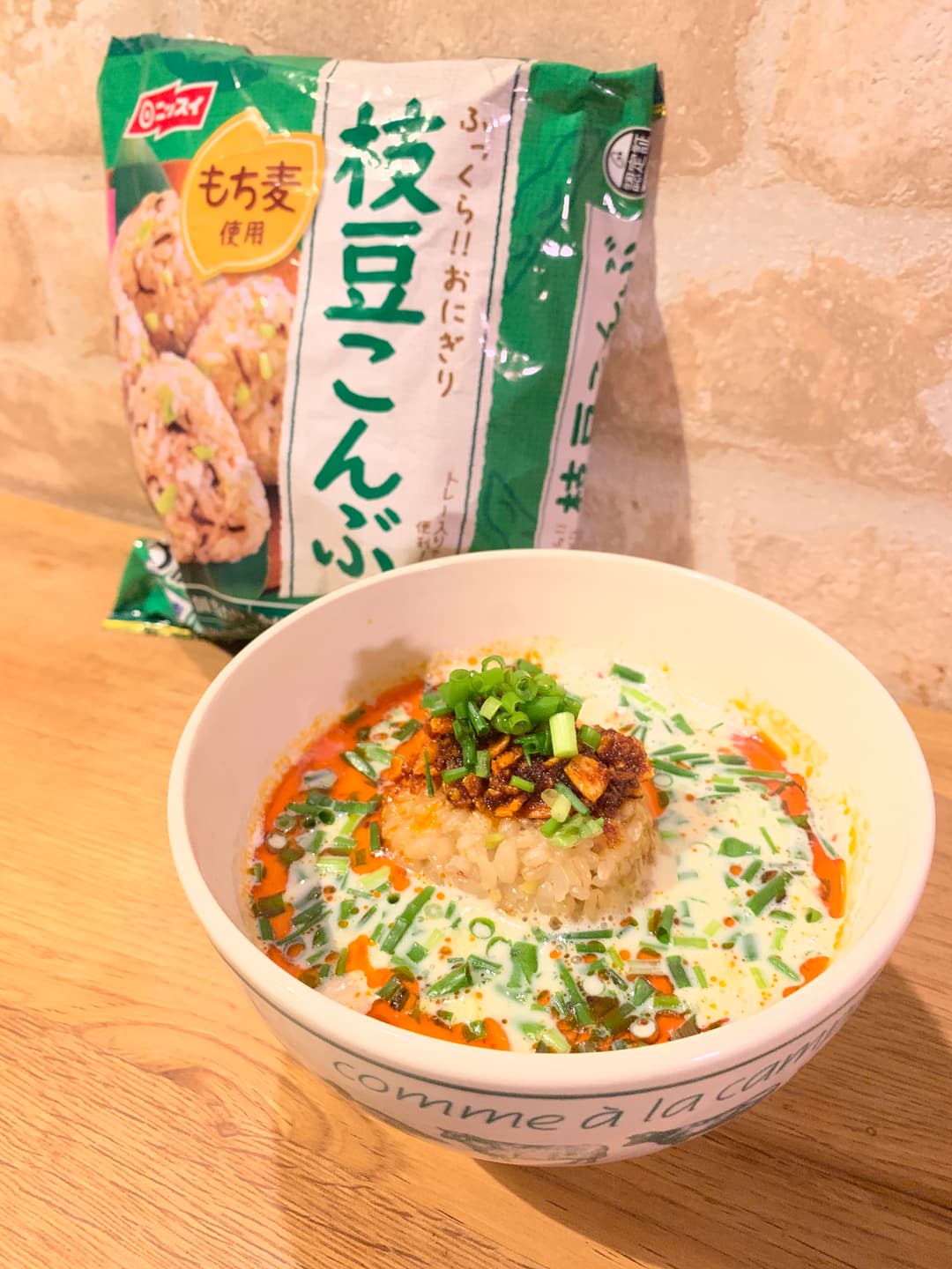豆乳坦々スープご飯の完成写真