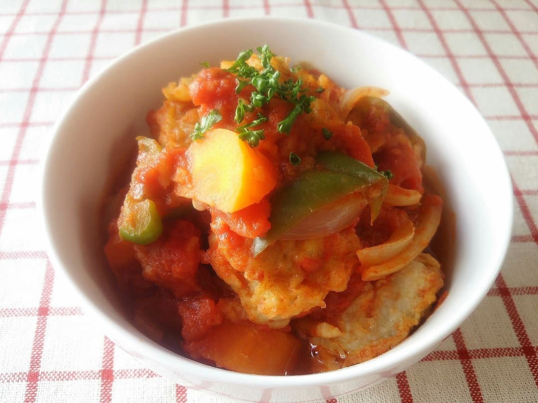 電子レンジで簡単!お弁当にGood!® しょうが香る!豚のから揚げのトマト煮の完成写真