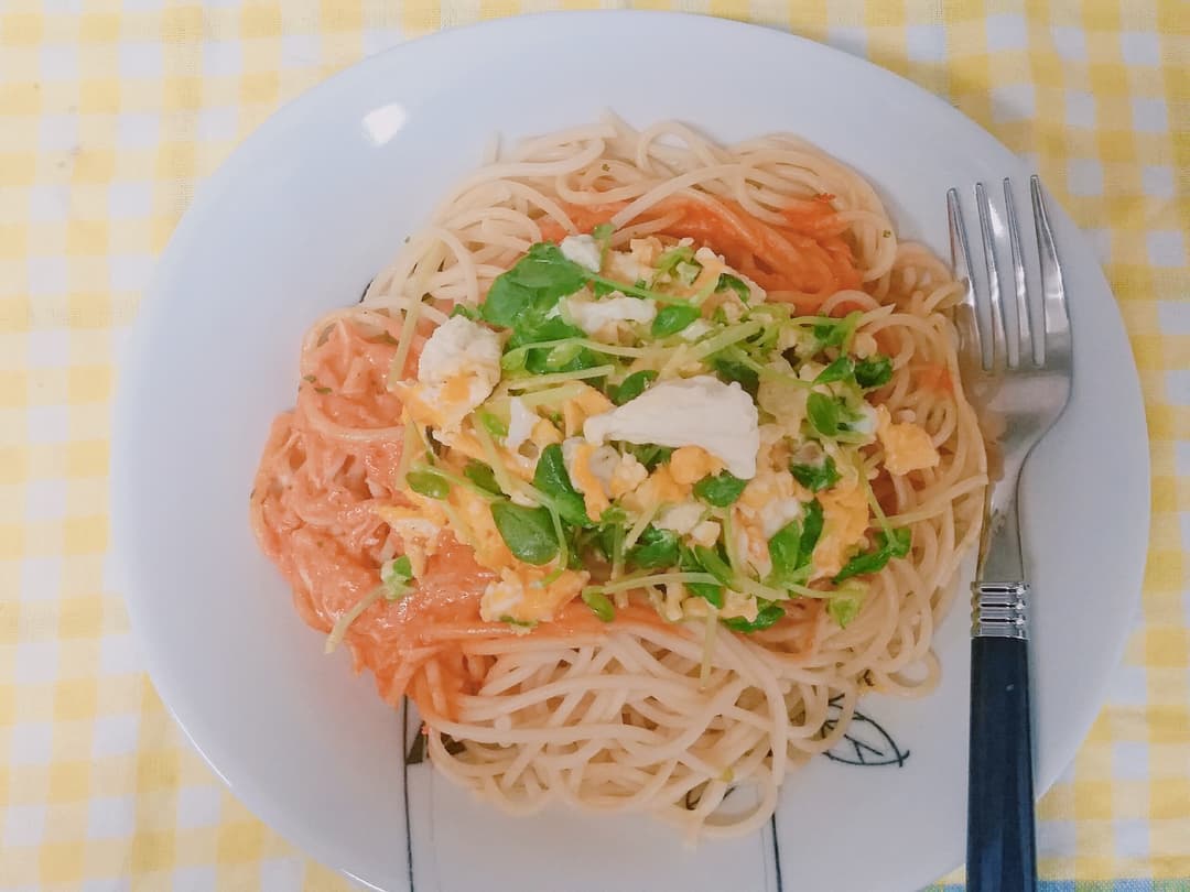 バタートマトクリームパスタの完成写真