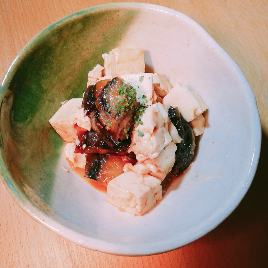 ピリ辛茄子豆腐の完成写真