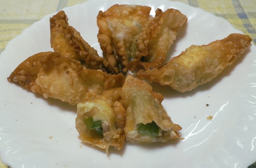 青椒肉絲のチーズ揚げ餃子の完成写真