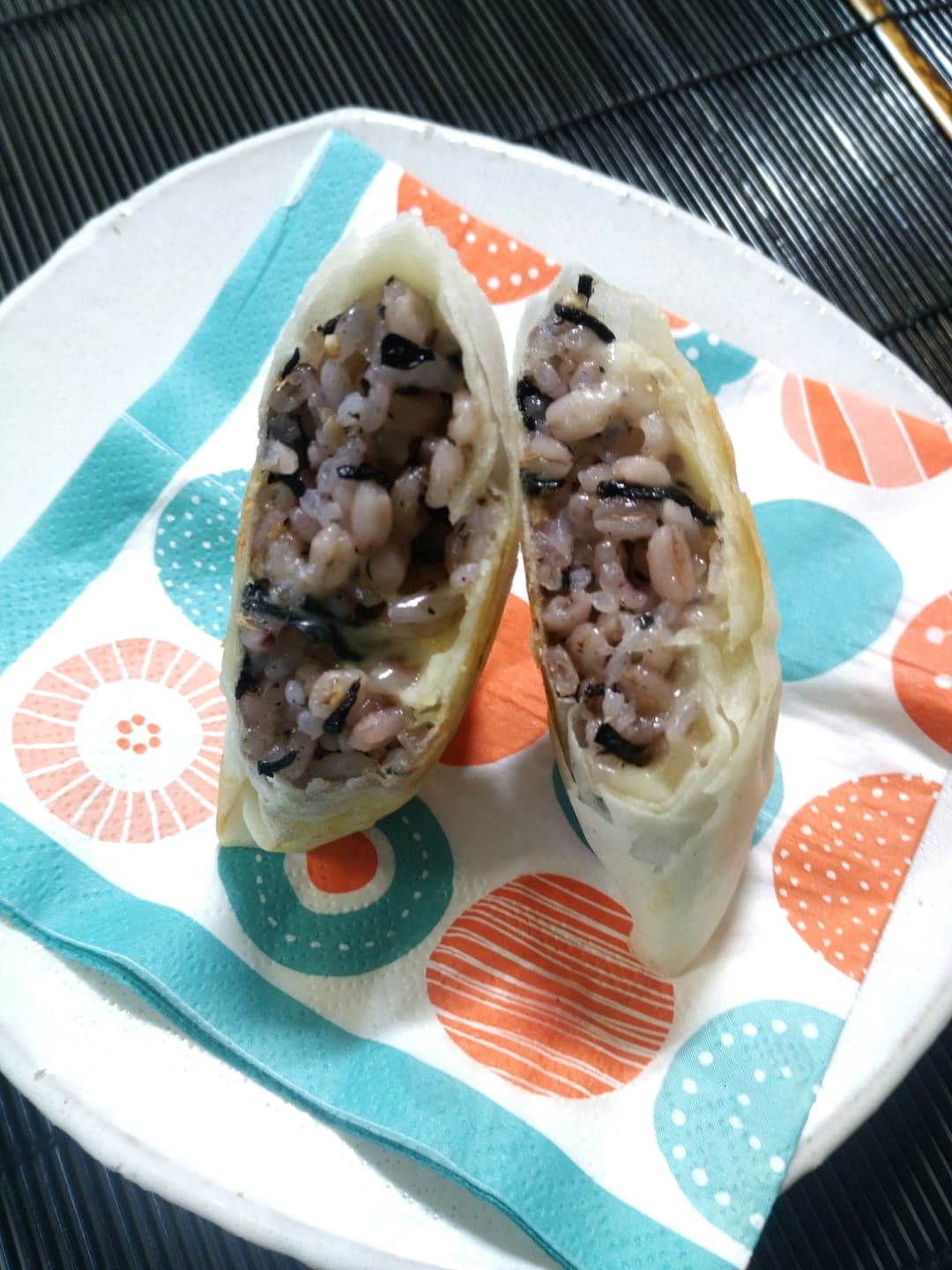 食べごたえアリ!!おにぎり春巻の完成写真