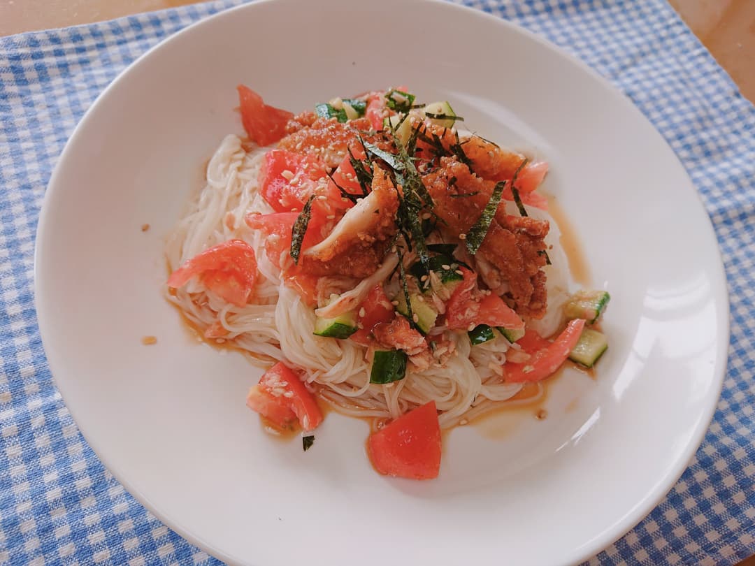 手羽からサラダ素麺の完成写真