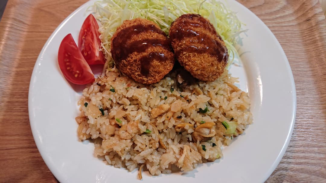 あさりごはんとロースカツでエスカロップの完成写真