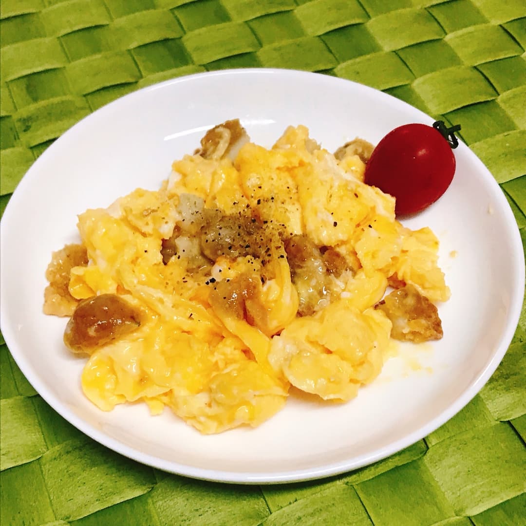 朝ごはん★いかからのふわふわチーズスクランブルエッグの完成写真
