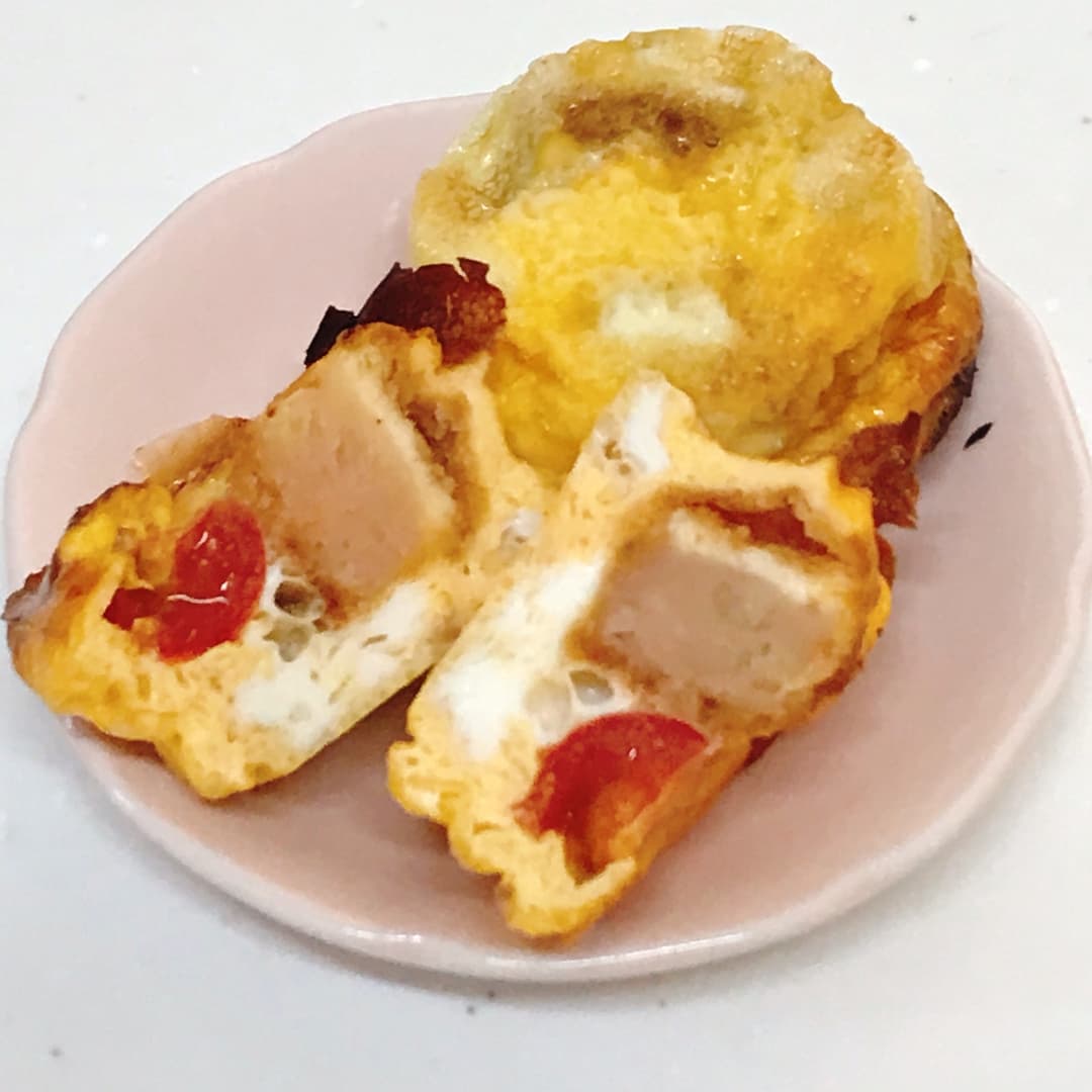 トースター卵焼きえびマヨトマトの完成写真