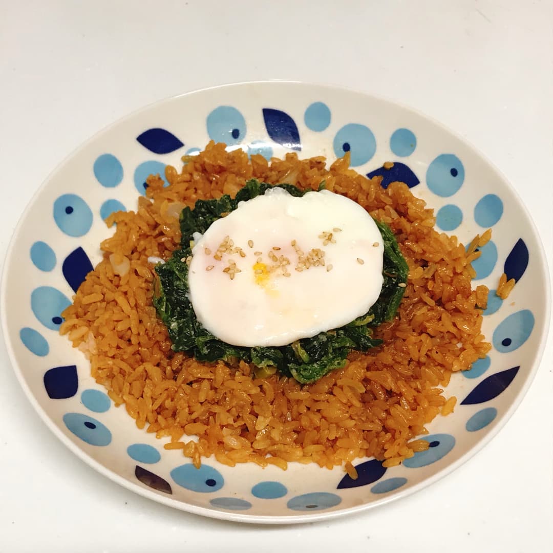 Wカルビのごまあえほうれん草丼の完成写真