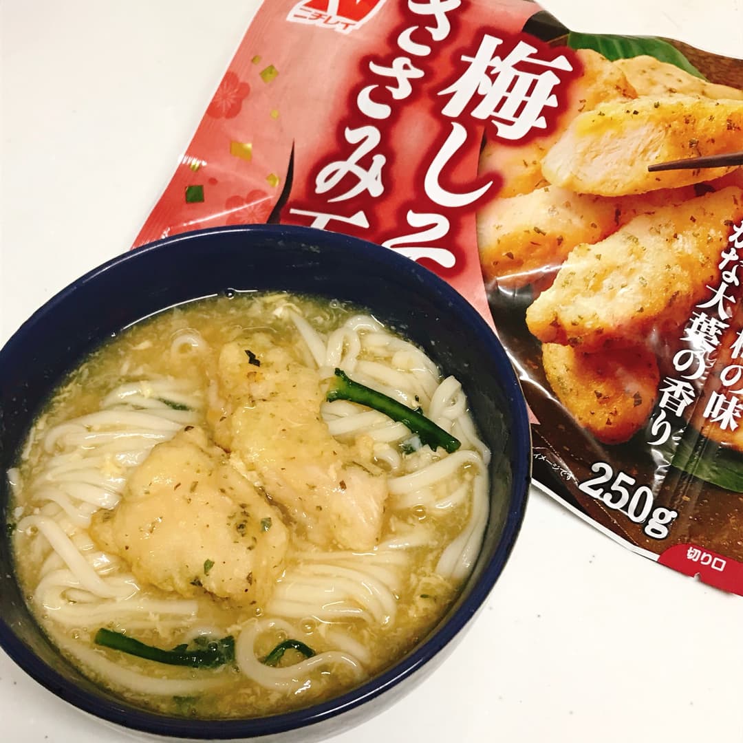 梅しそささみ天のあんかけうどんの完成写真