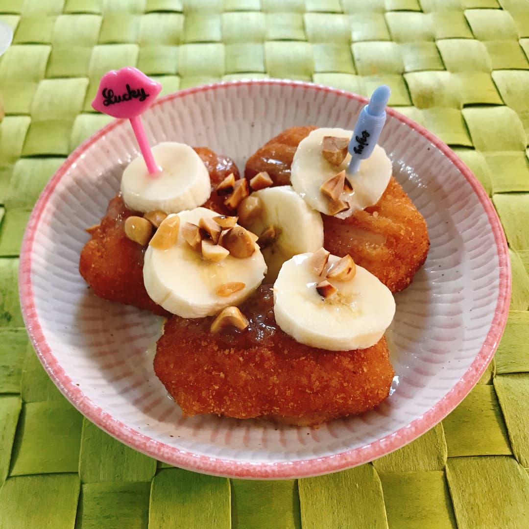 チーズハットグ練乳がけの完成写真