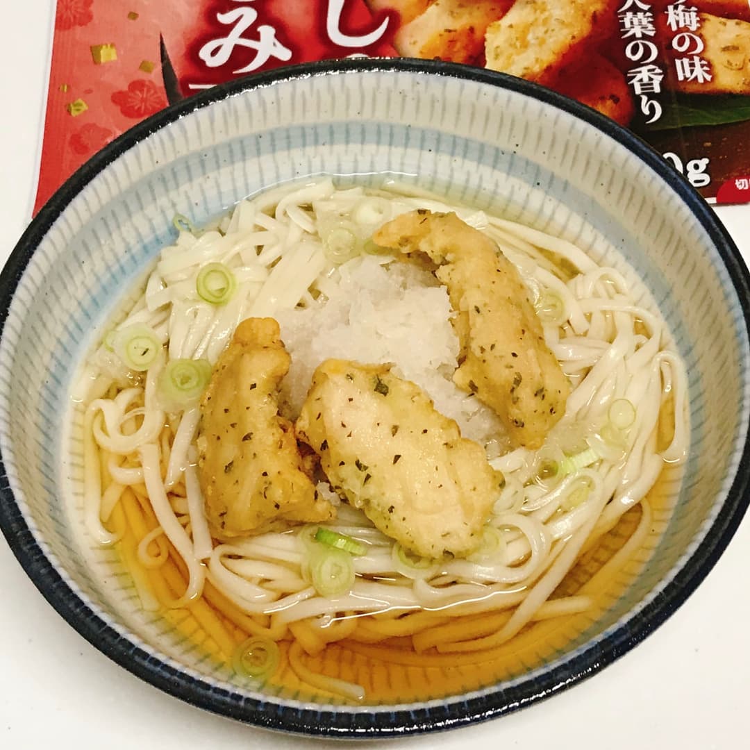 おろし梅しそささみ天うどんの完成写真