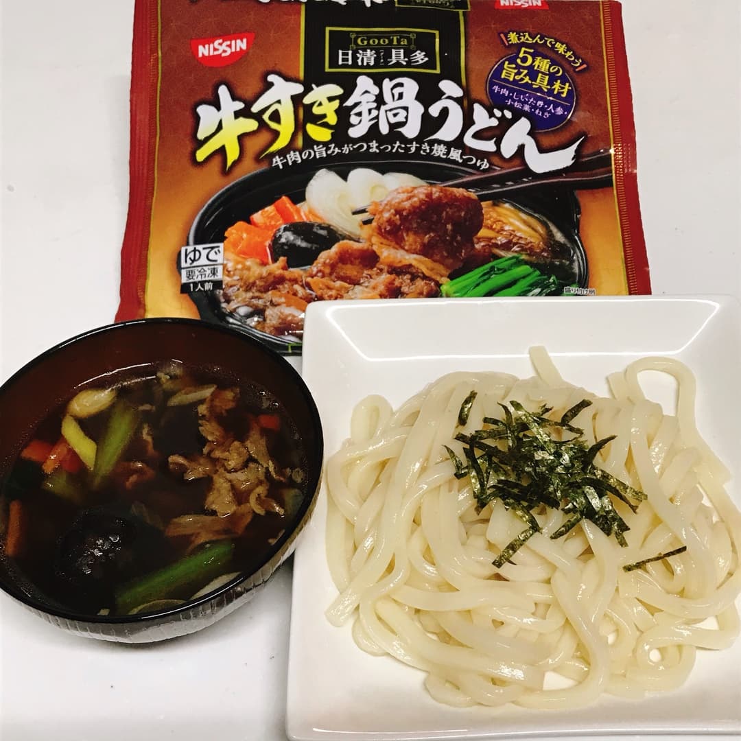 牛すきつけ汁うどんの完成写真