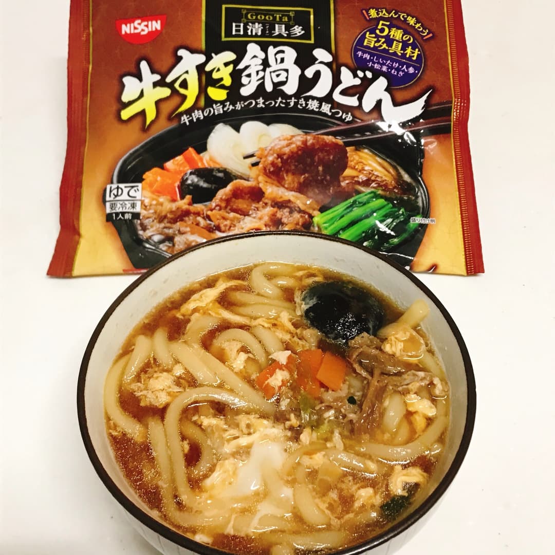 牛すき卵とじうどんの完成写真