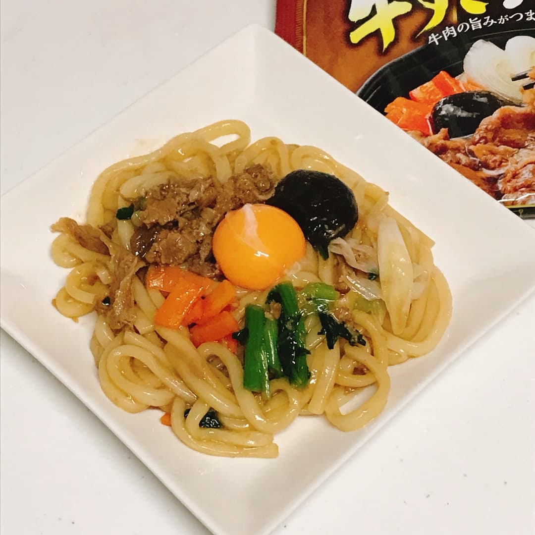 牛すき鍋の焼うどんの完成写真