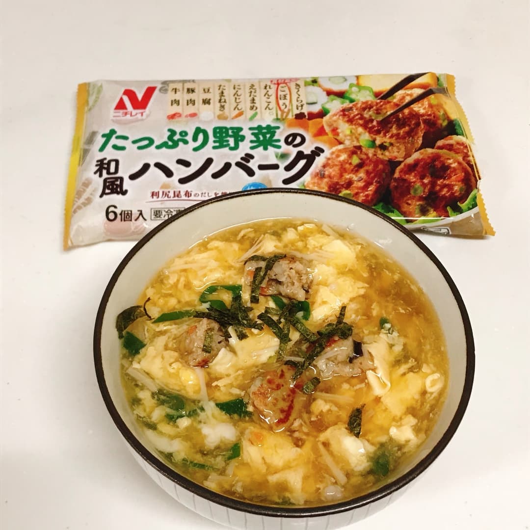 和風ハンバーグのあんかけ粥の完成写真