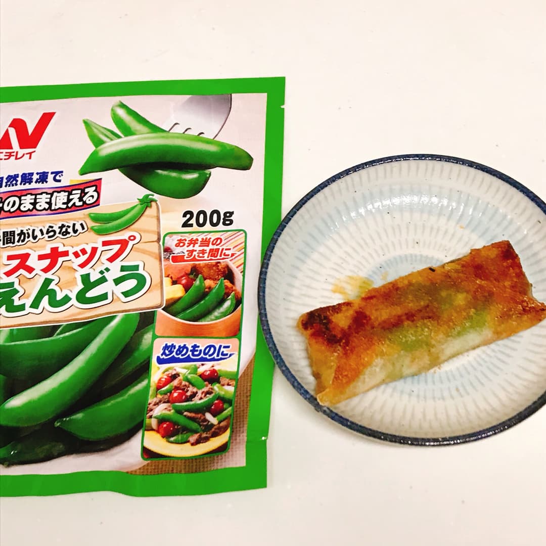 スナップえんどうと焼き鳥の春巻きの完成写真
